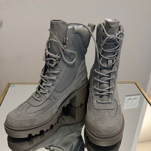 Gray Women's Lace-Up Boots